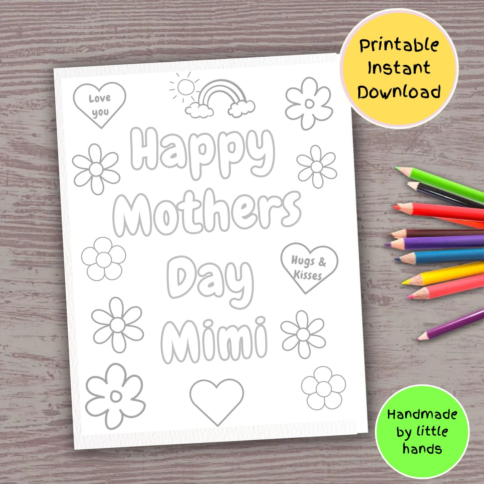 Mimi Mother s Day Coloring Page DIY Gift From Grandchild digital Download Etsy