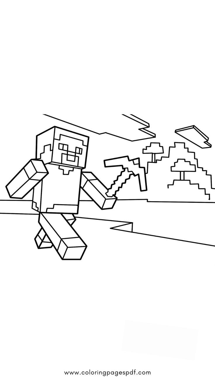 minecraft steve colouring pages