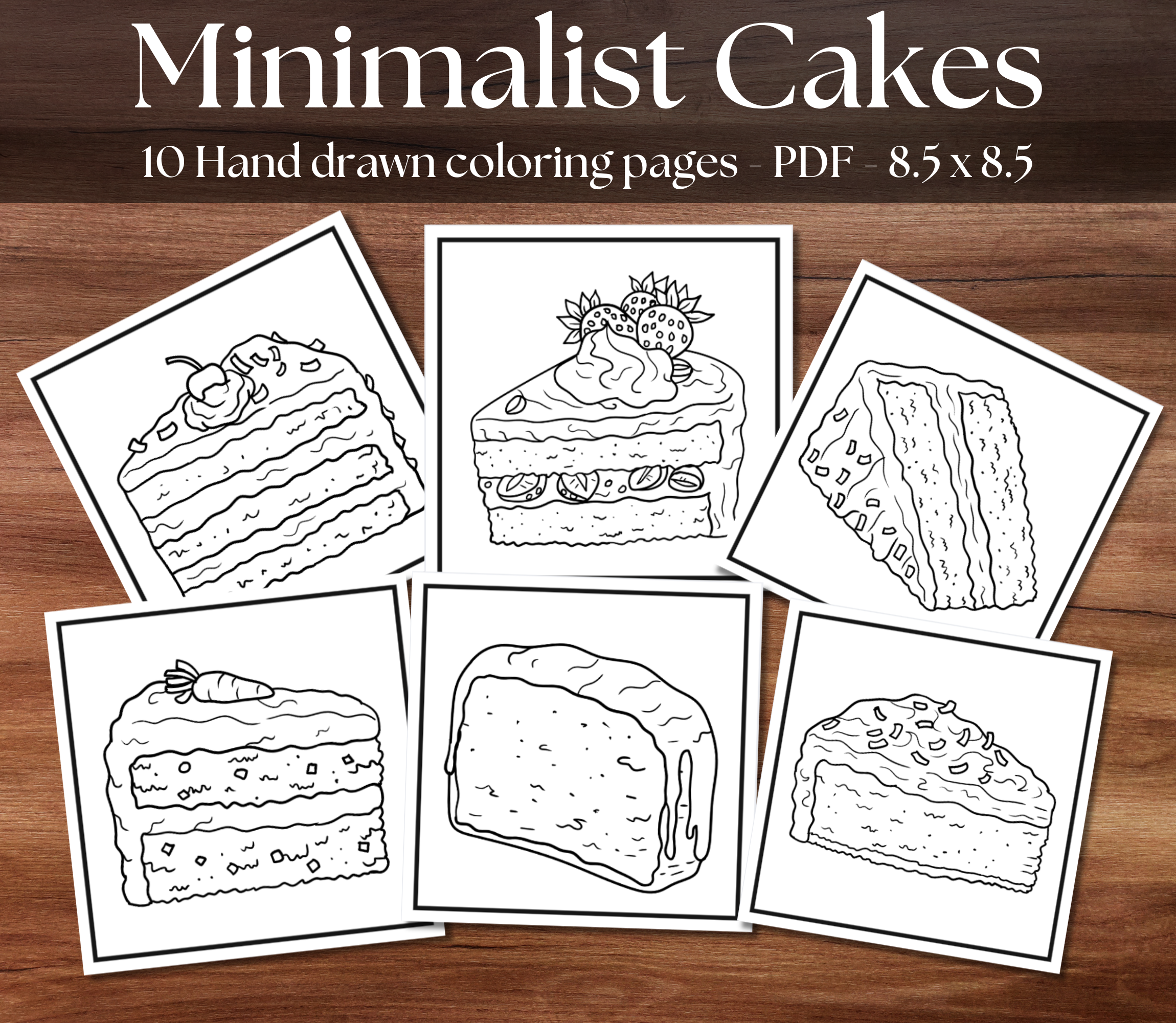 Minimalist Cakes Coloring Pages Printable PDF Draw My Recipes