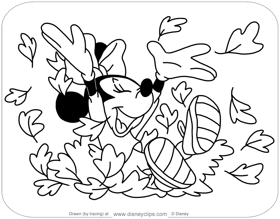 Minnie Mouse Fall Winter Coloring Pages Disneyclips