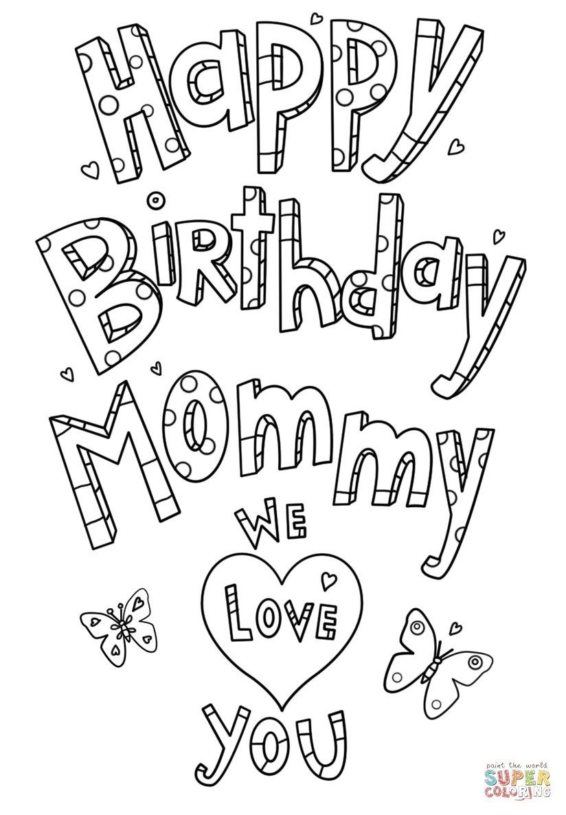 happy birthday mom coloring page
