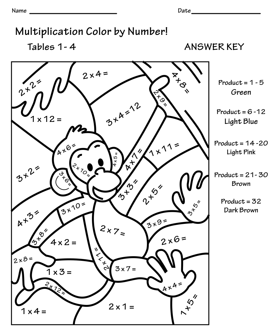 Multiplication Coloring Worksheets For Excellent Math Fun 4 Free Worksheets Library