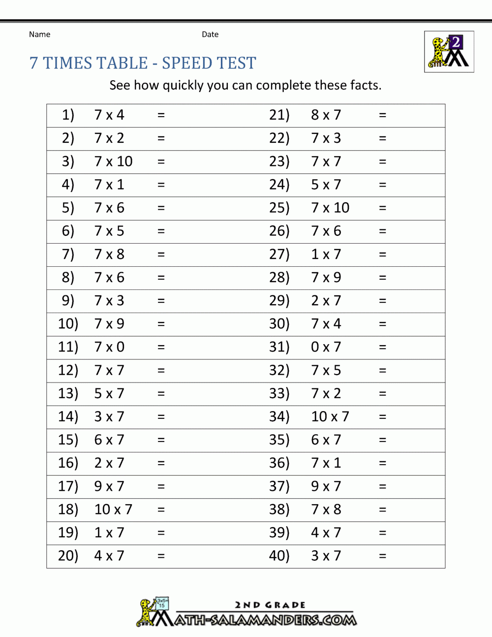 printable multiplication table worksheet