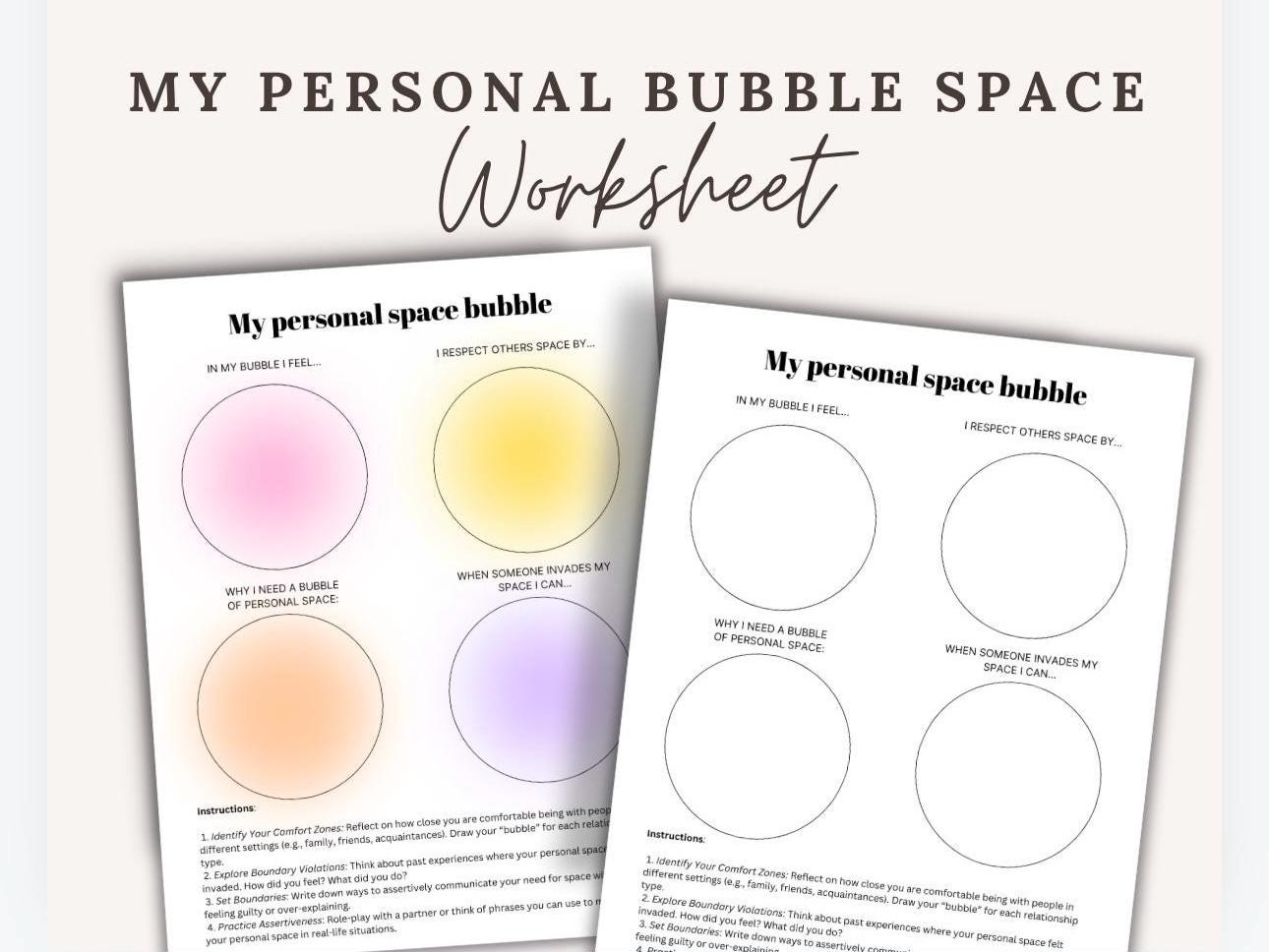 My Personal Space Activity Social Skills Tool Comfort Zones Worksheet Teaching Boundaries Educational Resource For Mental Health Etsy