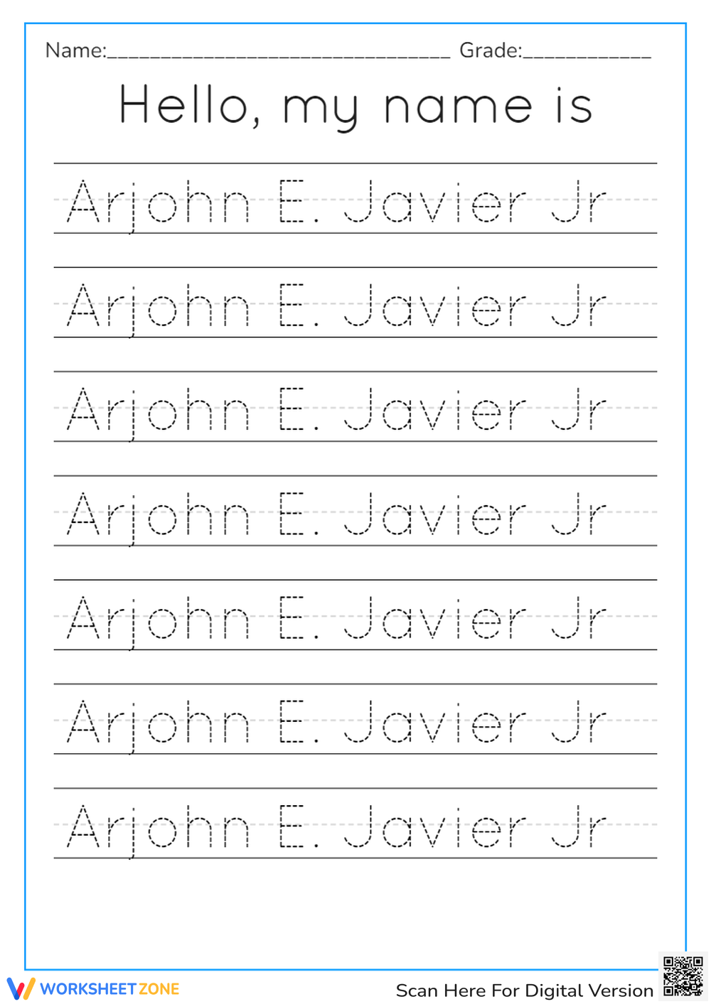 Name Tracing Worksheets Printable