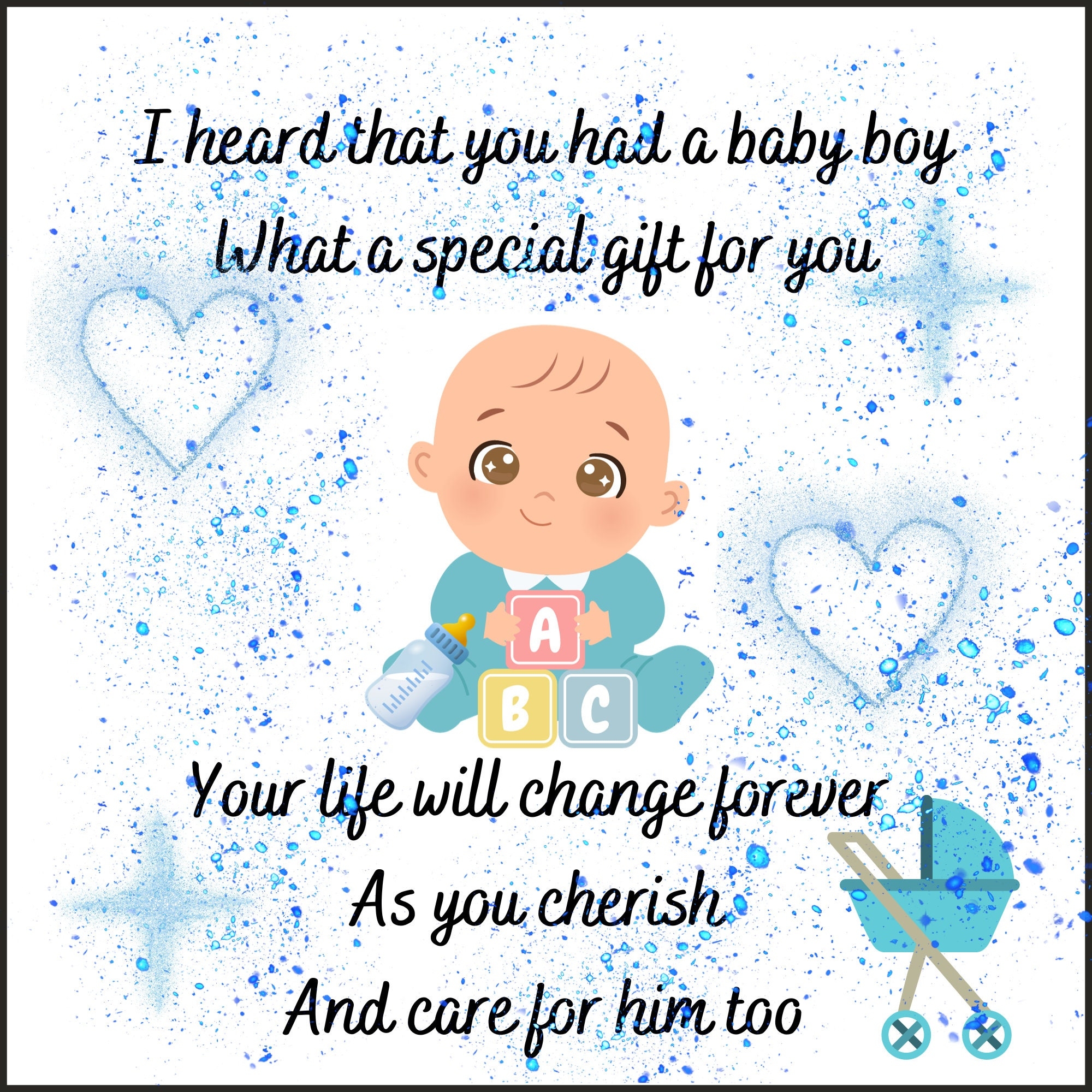 New Parents Baby Boy Poem Congratulations On Baby Christening Baby Shower For Nursery Gift For Mum And Dad Etsy