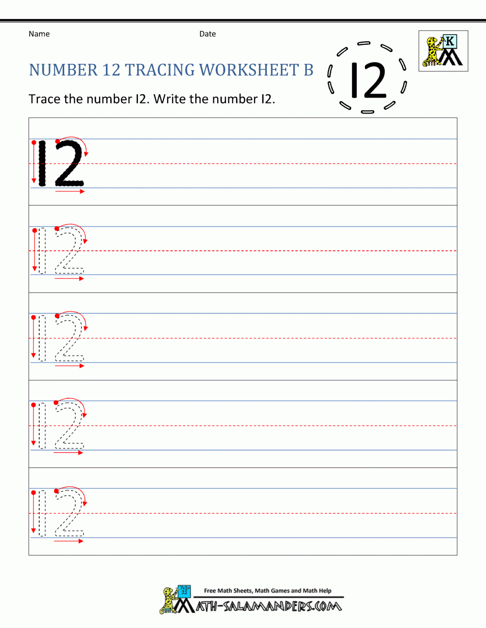 Number 12 Worksheets For Preschool