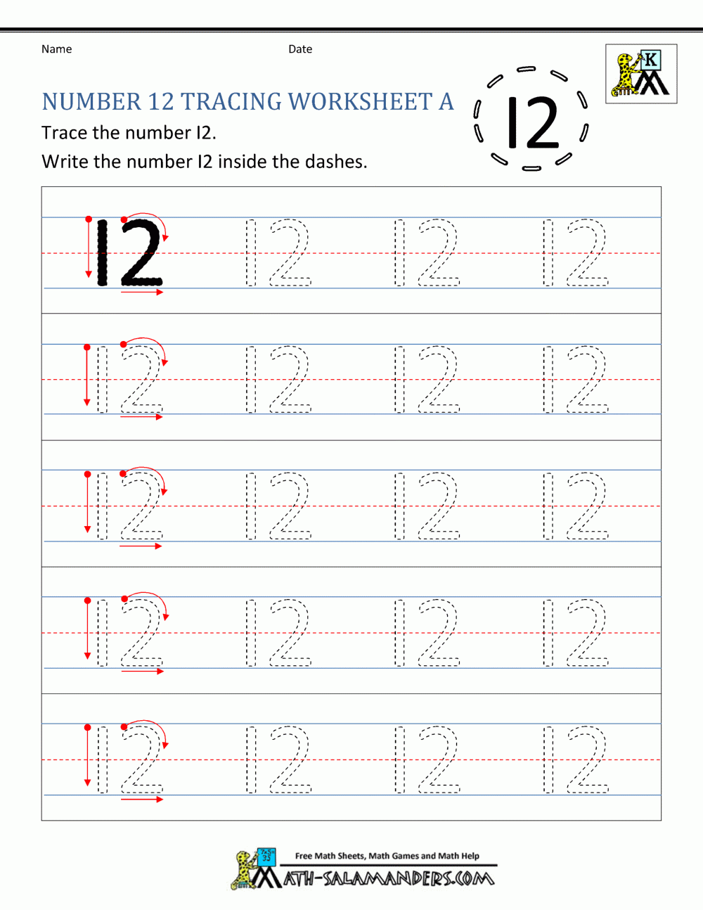 Number 12 Worksheets For Preschool
