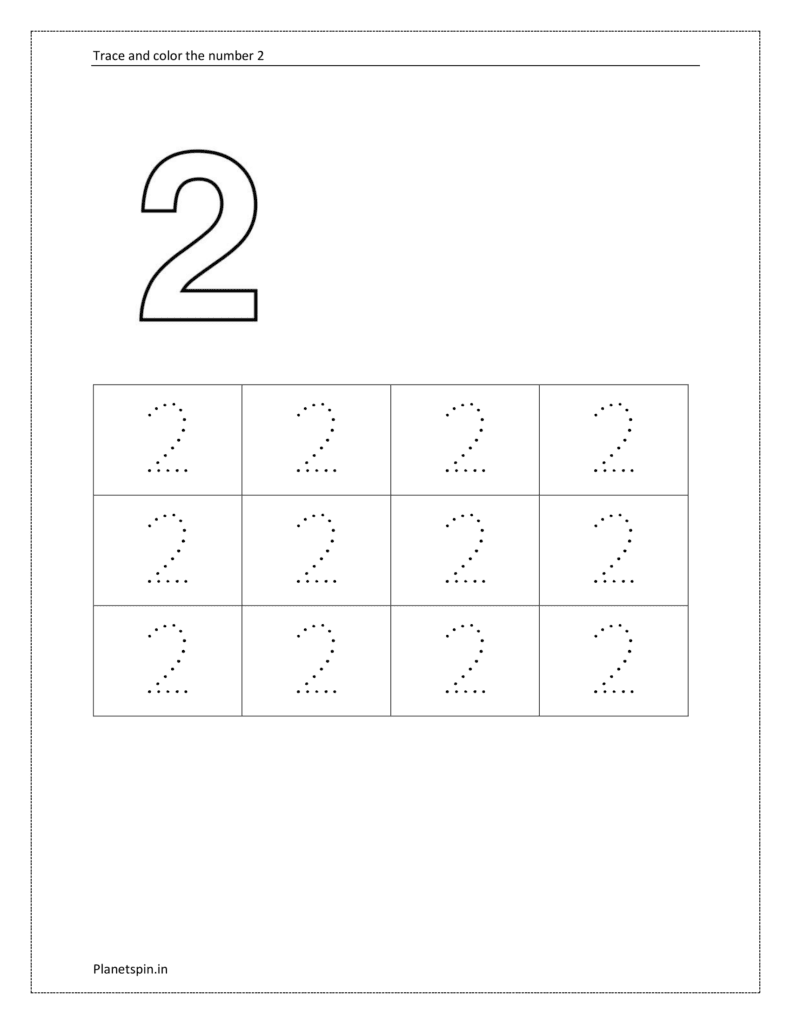 Number 2 Trace Worksheet Planetspin in