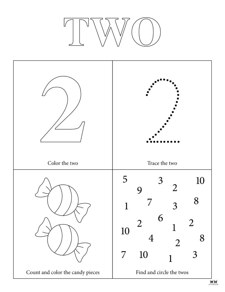 Number 2 Trace Worksheet