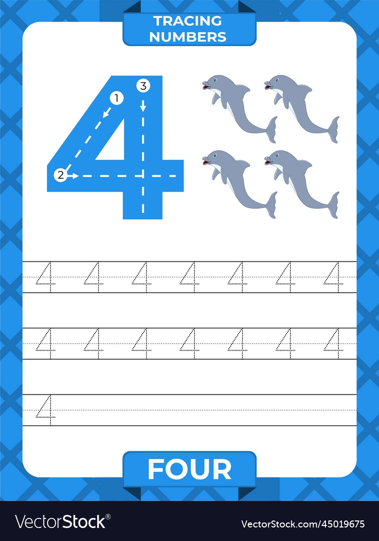 number 4 tracing worksheet