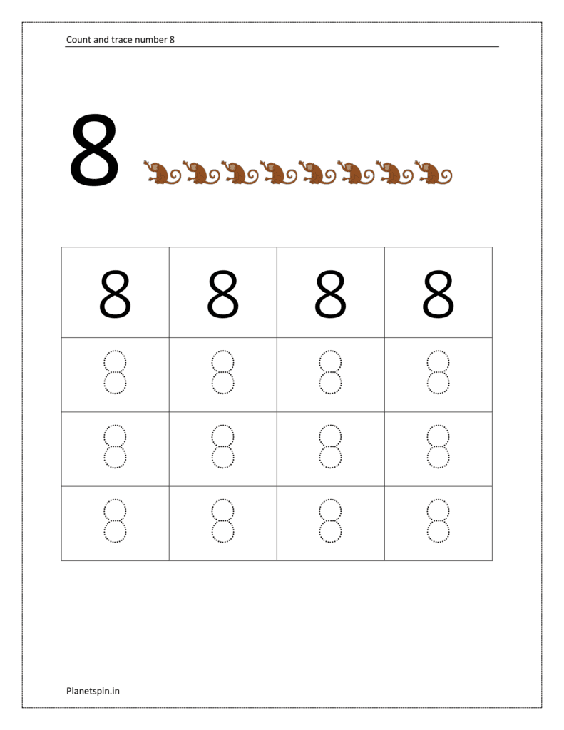 Number 8 Worksheet For Tracing Planetspin in