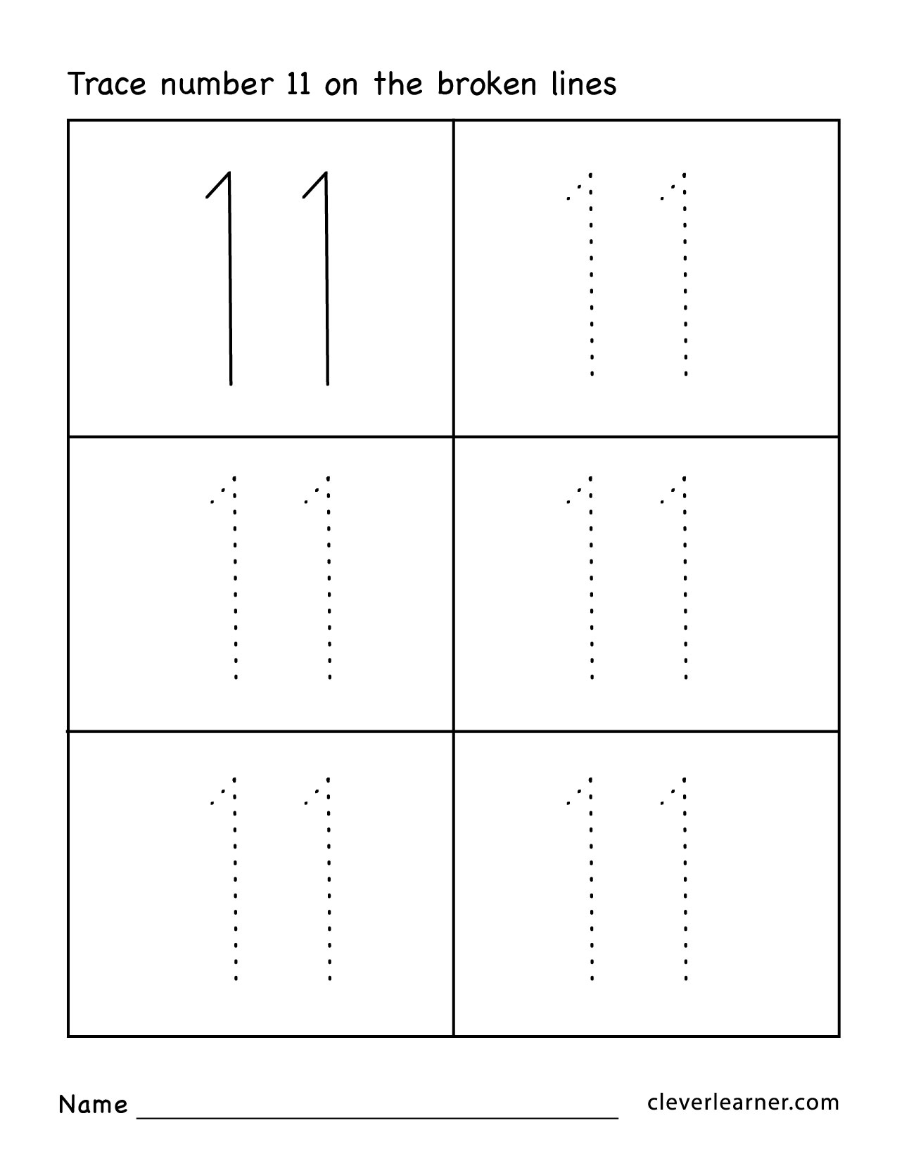 Trace Number 11 Worksheet