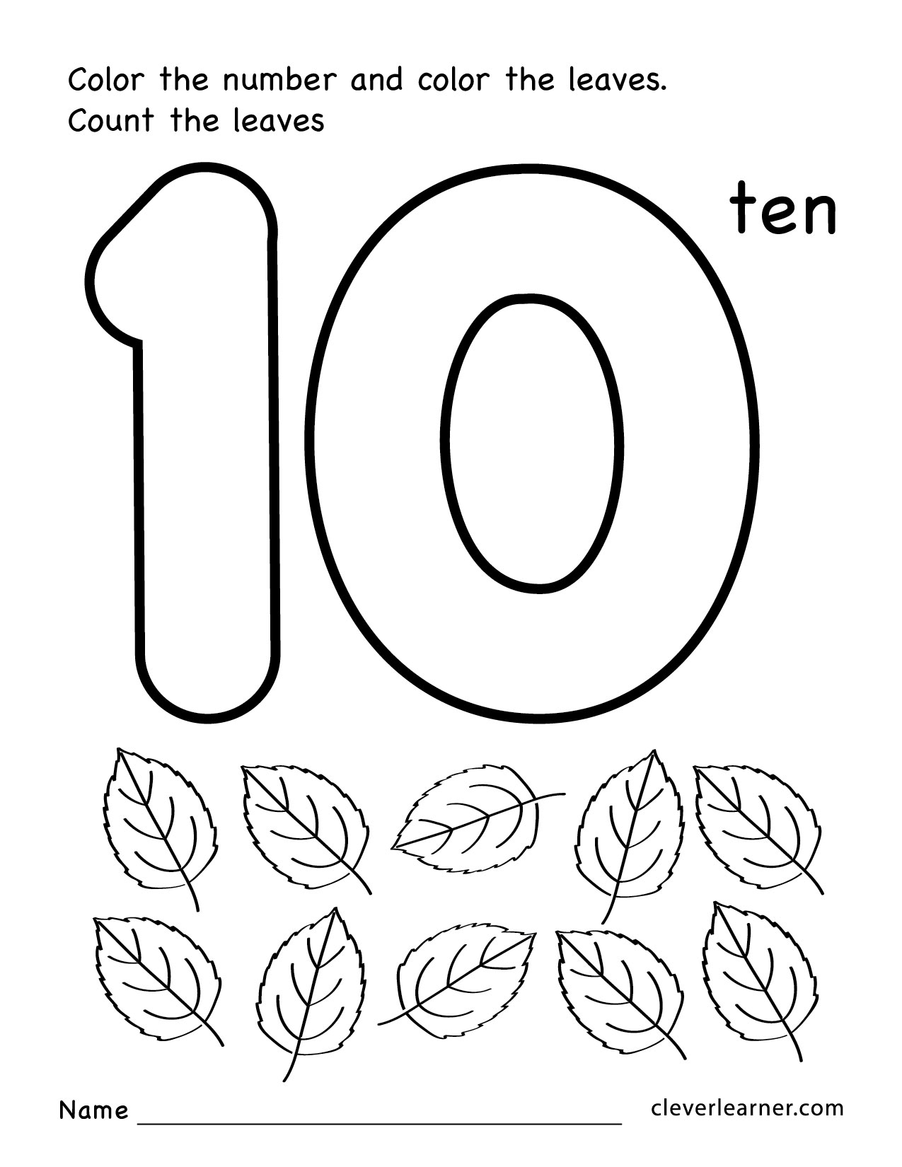 Number 10 Worksheet Preschool