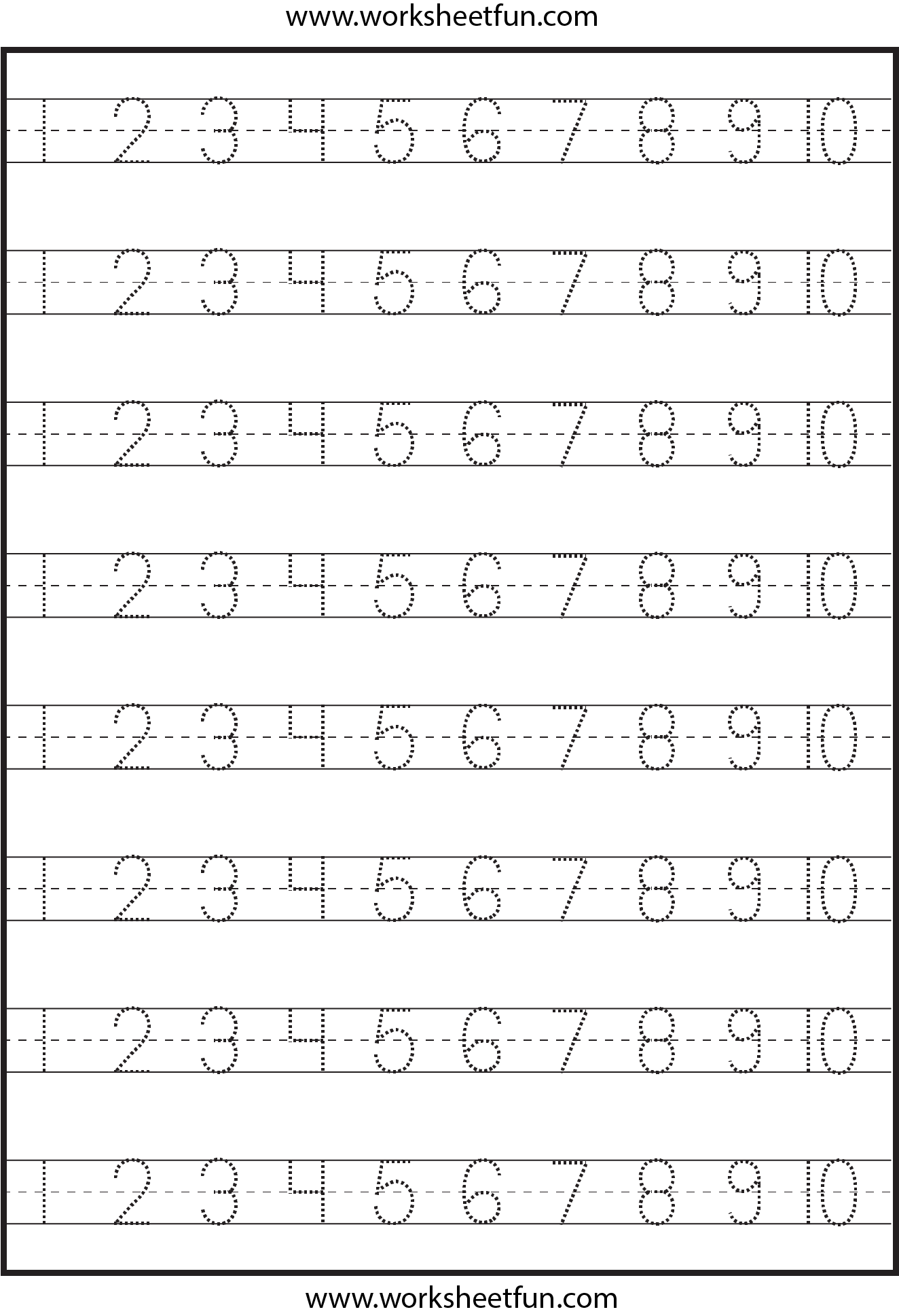 Tracing Numbers 1-10 Worksheets Pdf