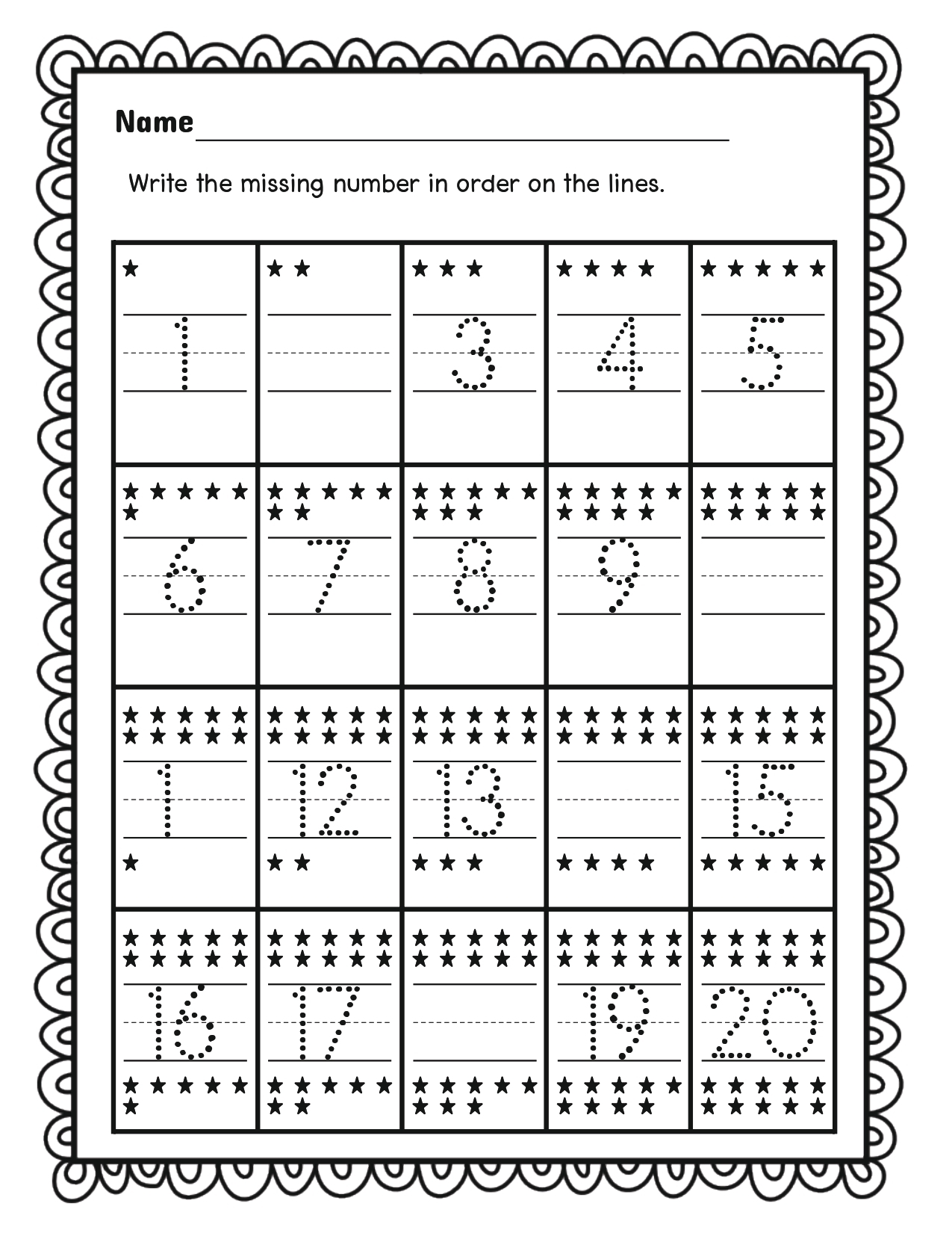 Number Tracing Worksheets 1 20 Fill In The Missing Numbers Made By Teachers