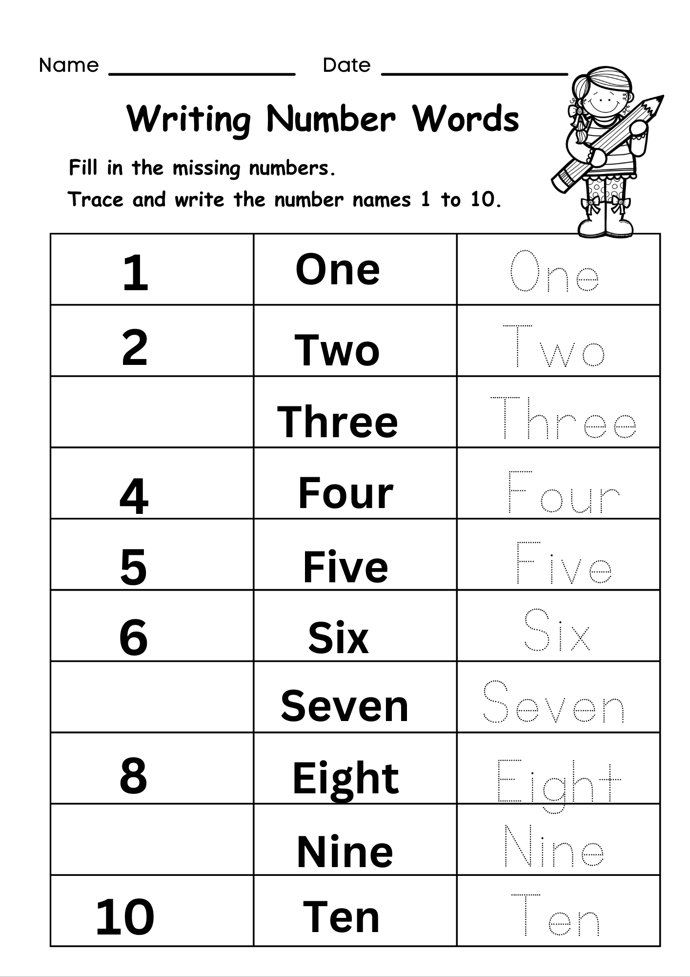 Numbers 1 To 10 Worksheets Pdf