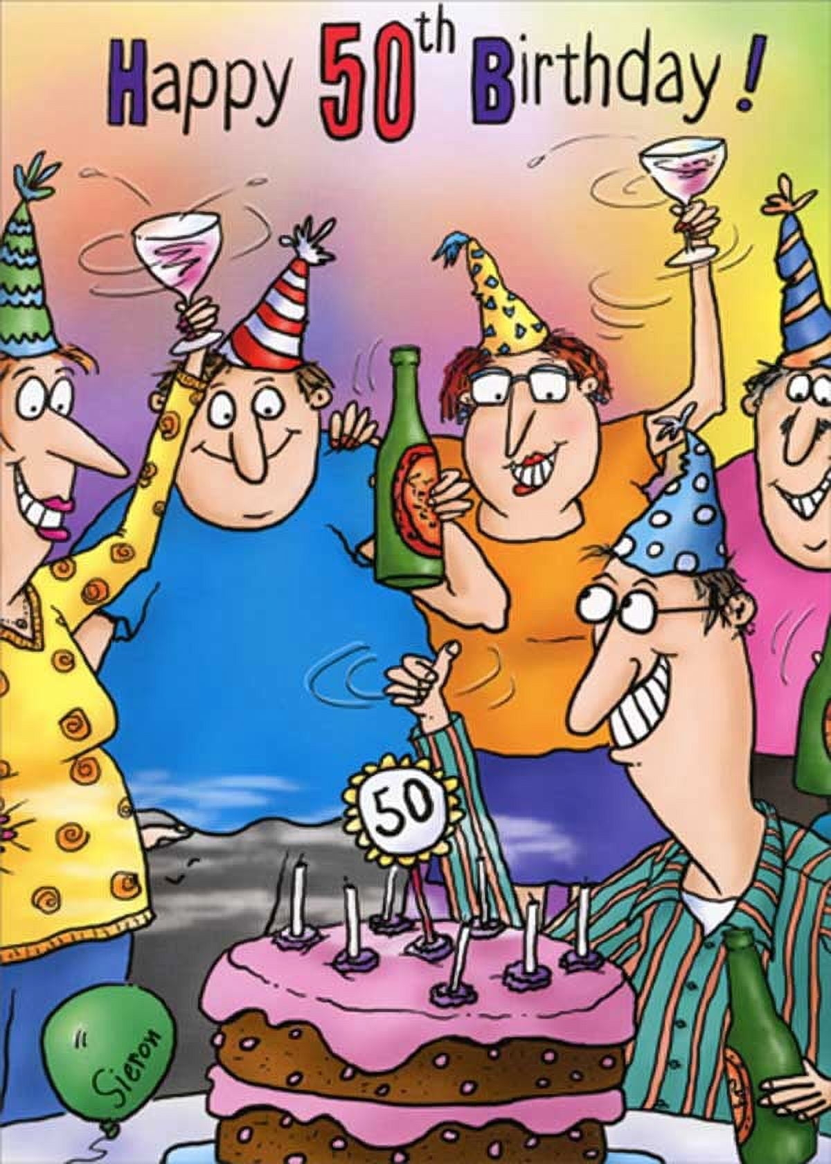 Oatmeal Studios Man With Cake At Party Funny Humorous Insult 50th Fiftieth Birthday Card For Man Him Walmart