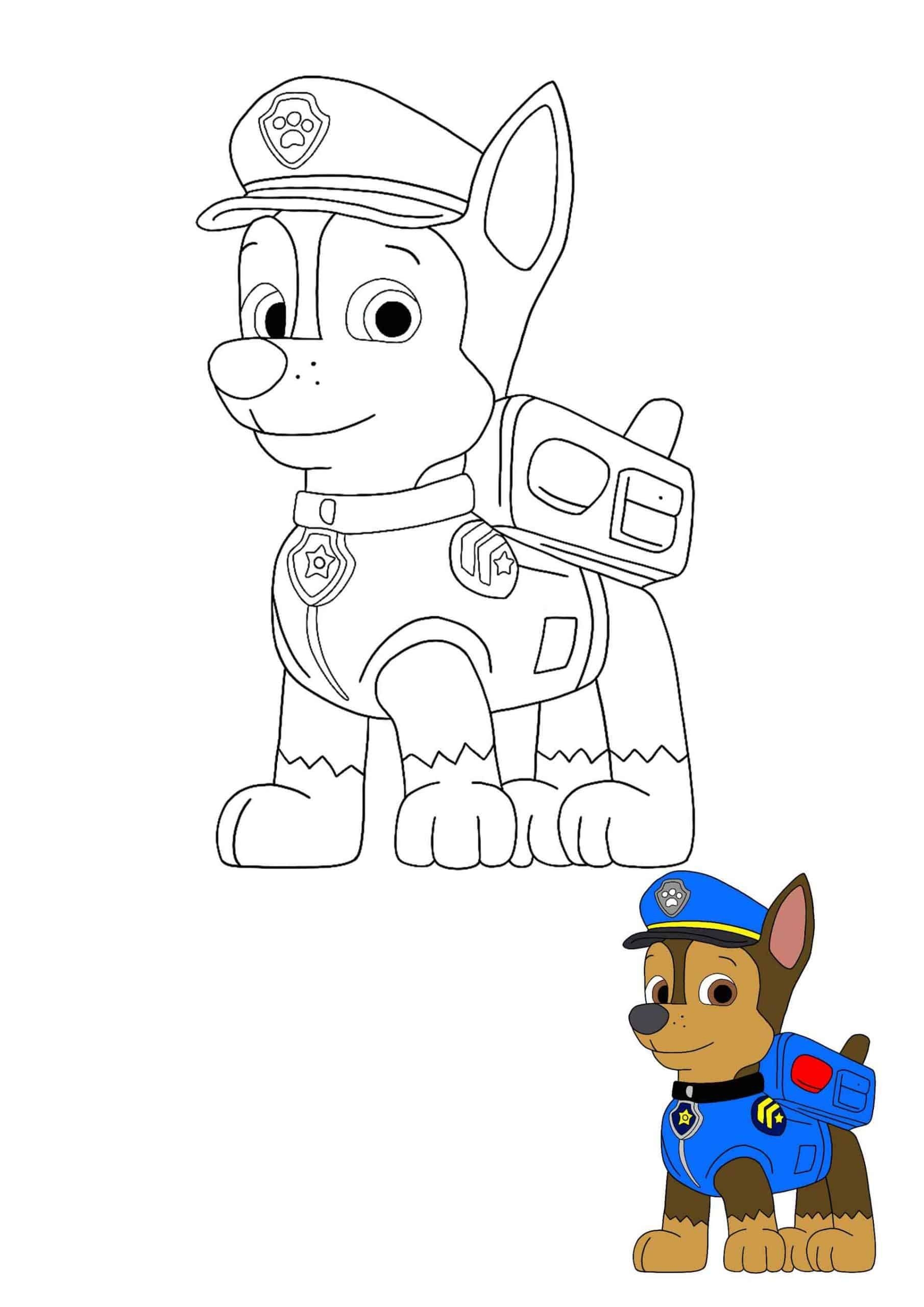 paw patrol chase coloring page
