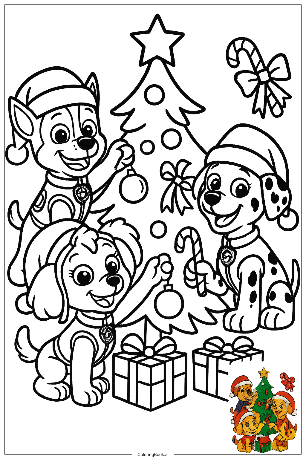 Paw Patrol Christmas Coloring Pages