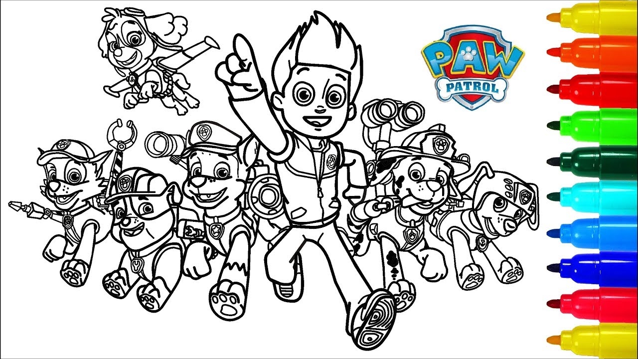 PAW PATROL Dragon Coloring Book Colouring Pages For Kids With Colored Markers YouTube