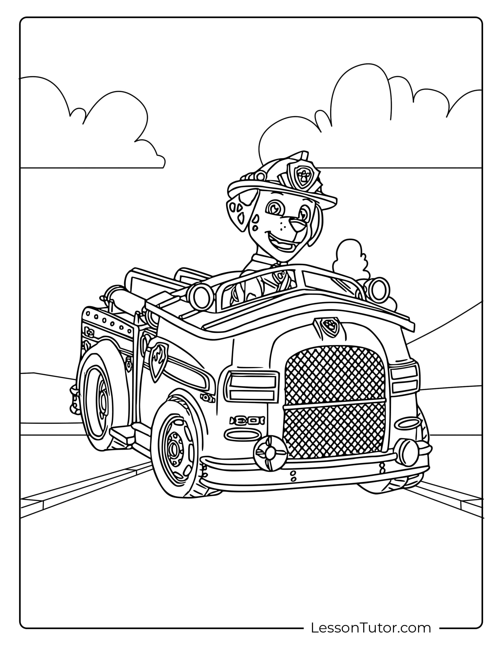 marshall from paw patrol coloring pages