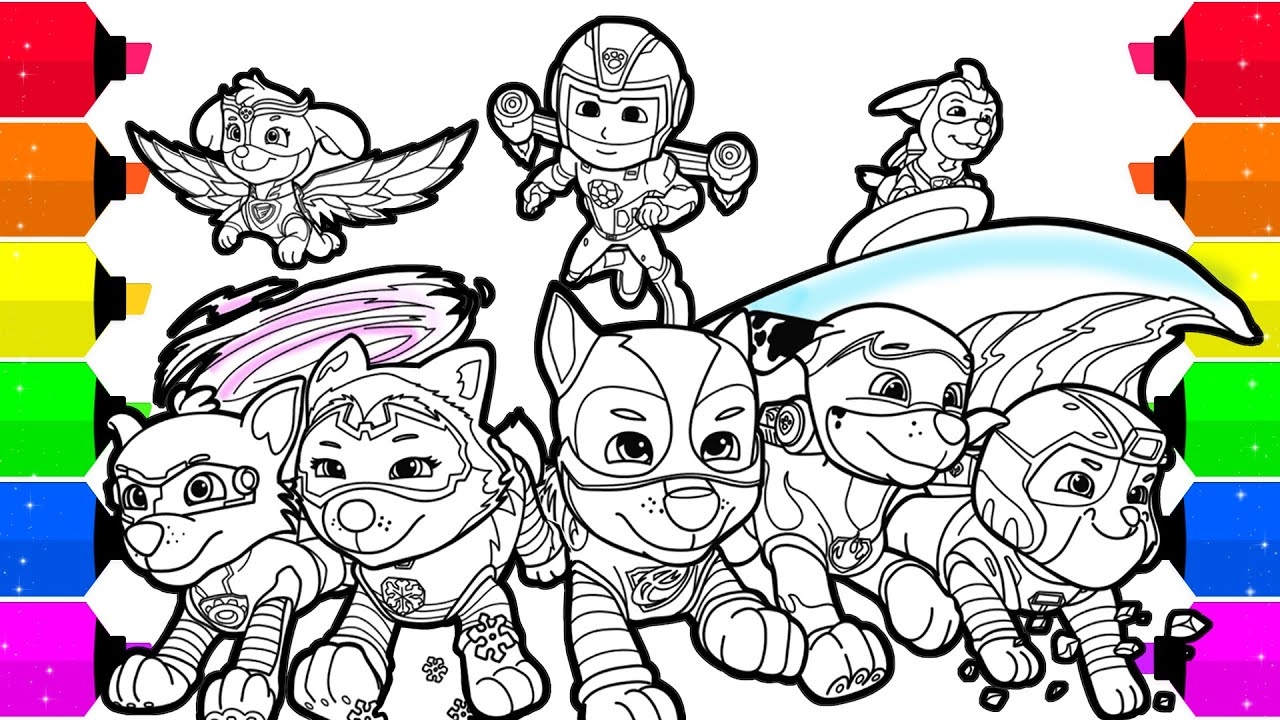 Mighty Pups Colouring Pages