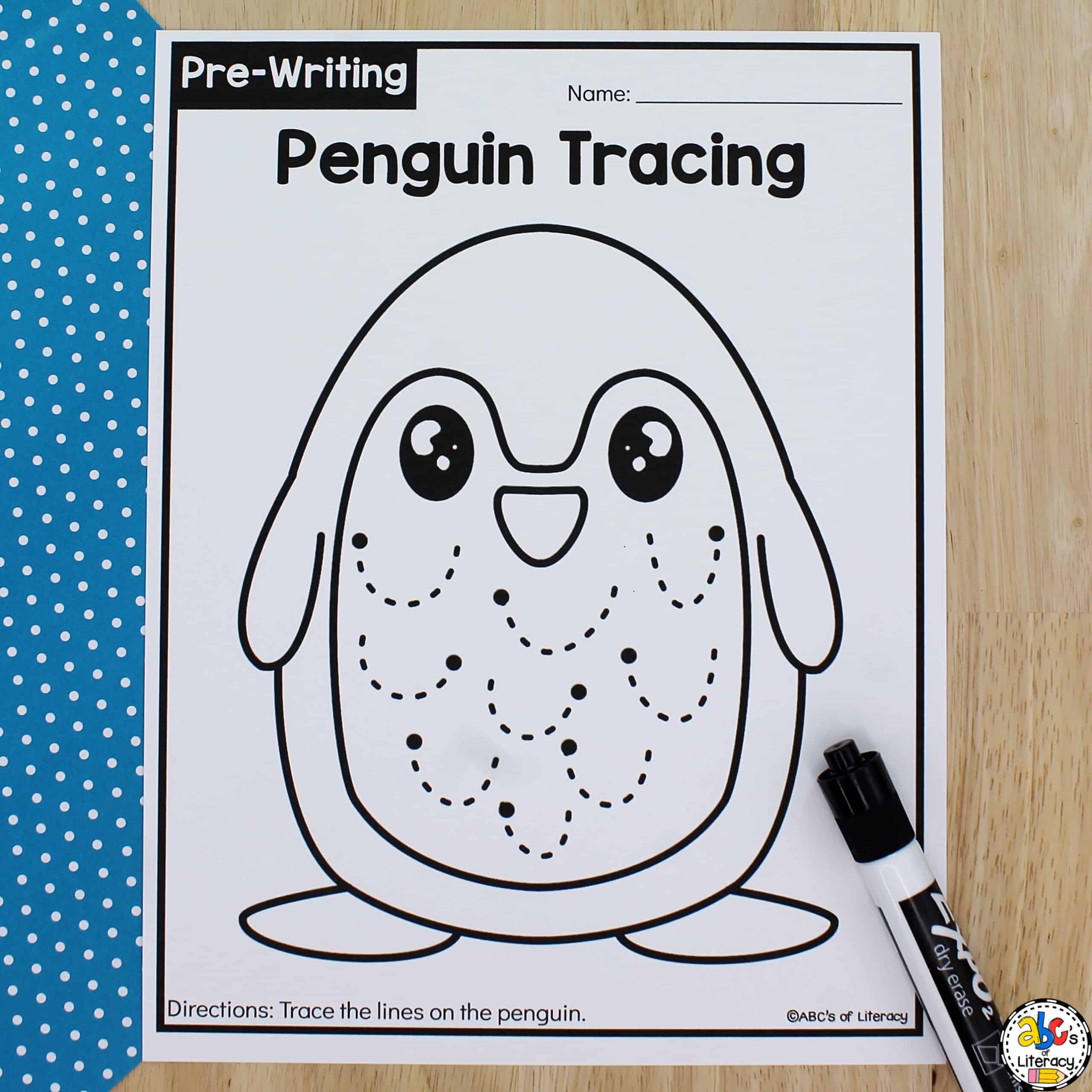 Penguin Tracing Worksheets For Preschool Pre Writing Activity