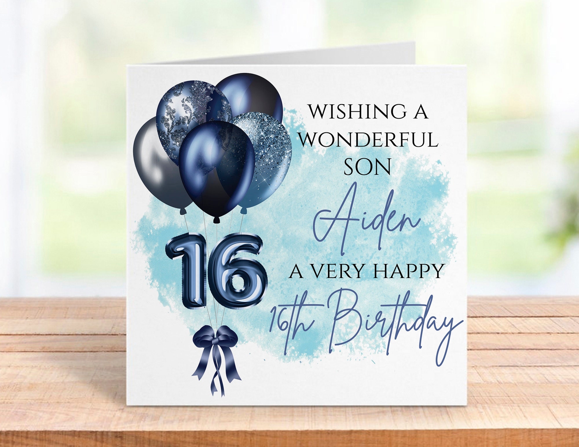 Personalised 16th Birthday Card For A Boy Blue Balloon Design For Son Grandson Brother Friend Nephew Godson Cousin Etsy