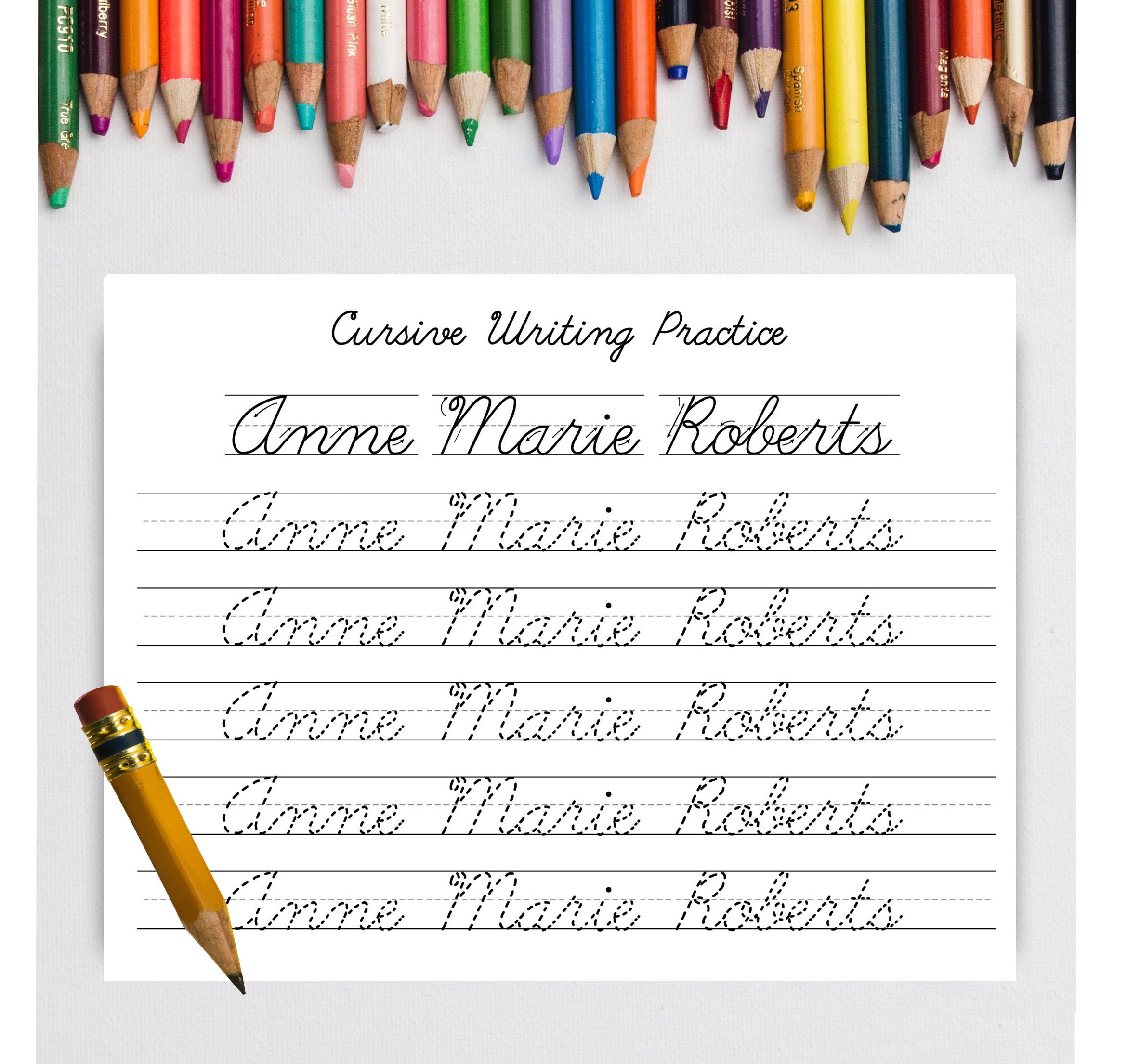 Personalized Cursive Writing Practice Worksheet Printable Script Name Tracing Hand Writing Practice Homeschool Writing Worksheet Etsy Israel