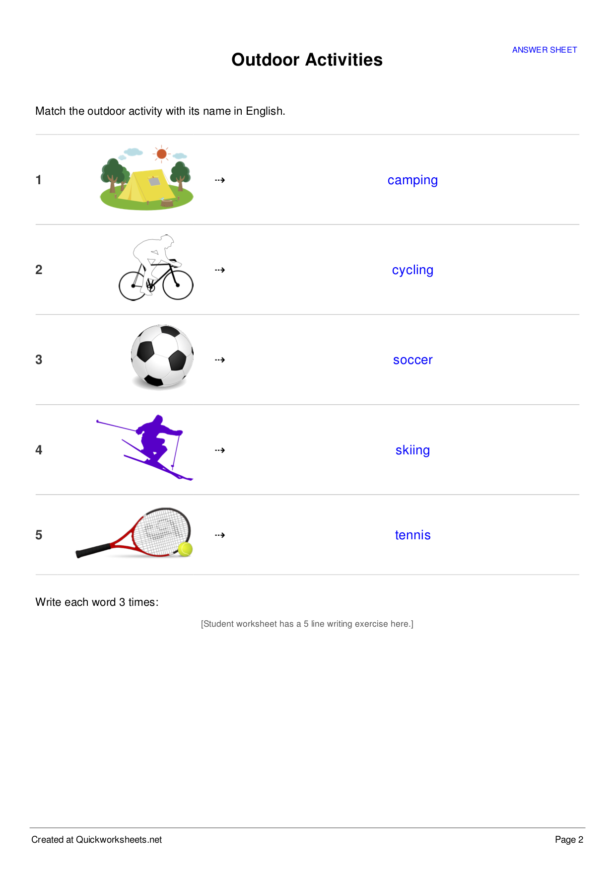 Picture Matching Worksheet Generator