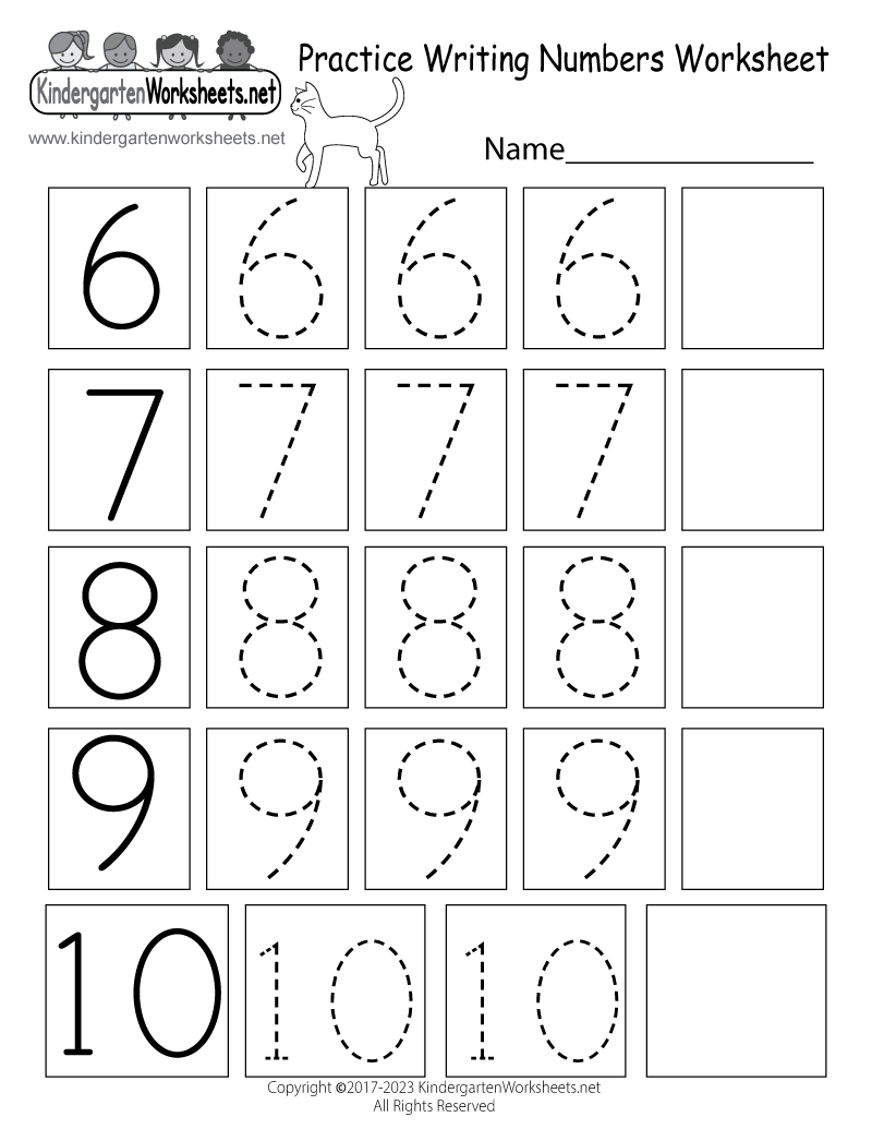 Kindergarten Number Writing Worksheets