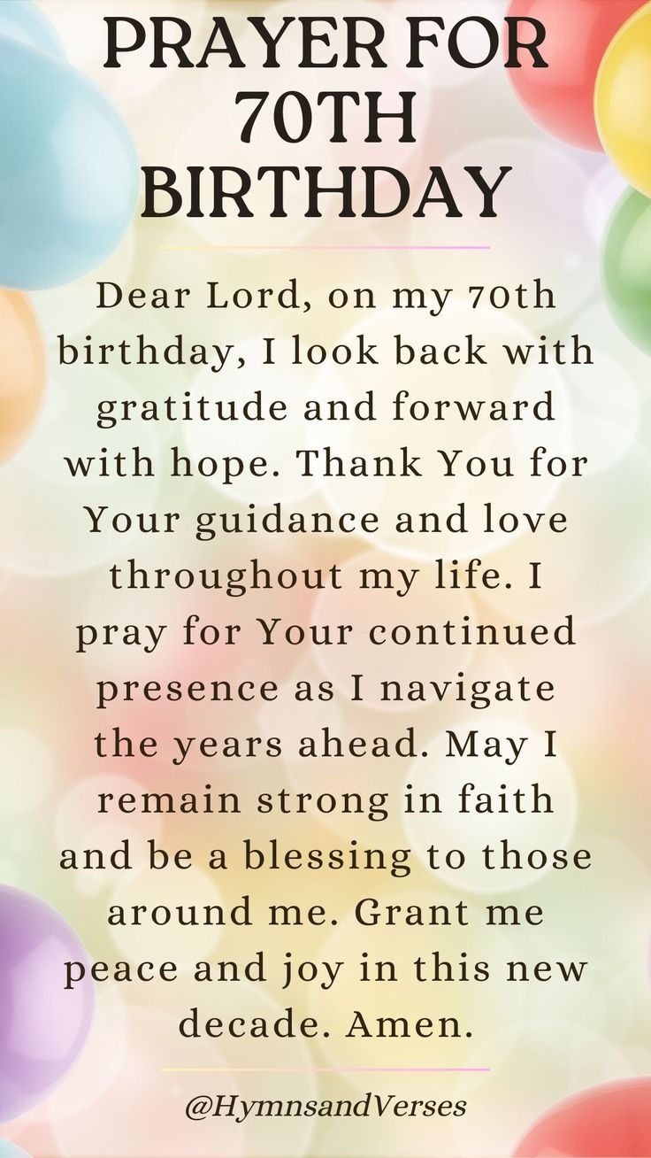 Prayer For 70th Birthday