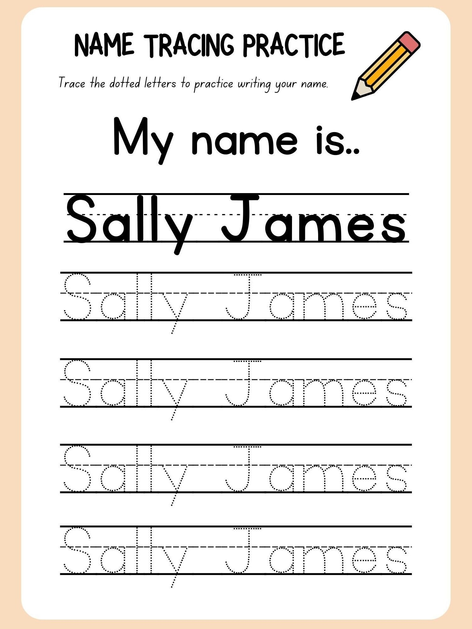 name tracing worksheets with lines
