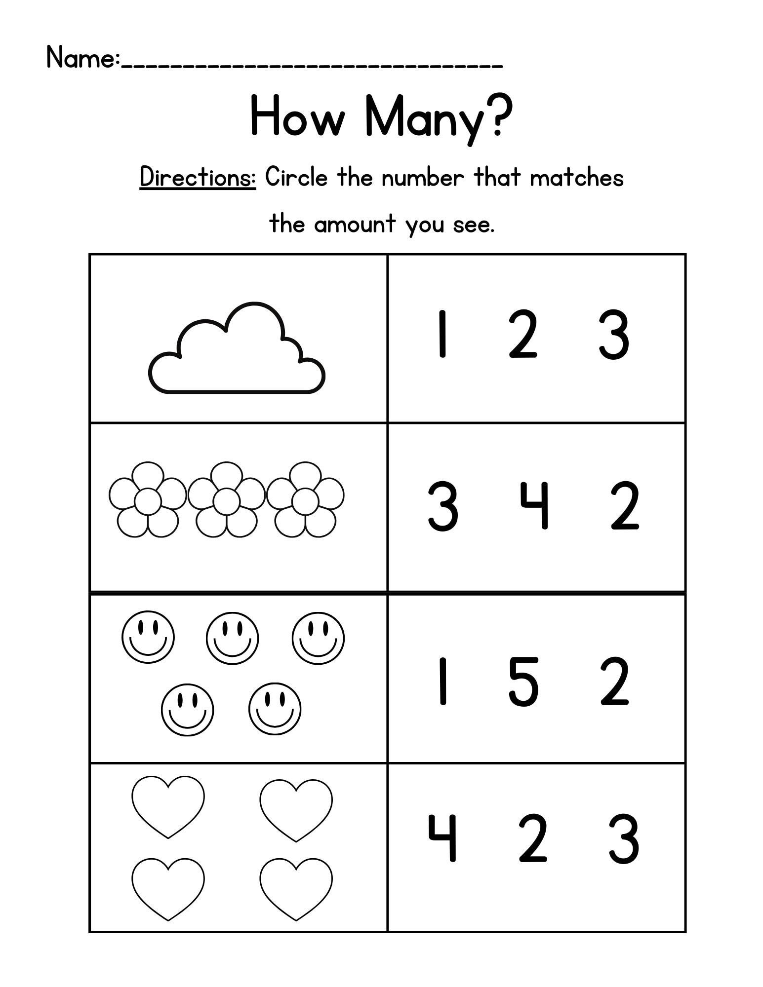Pre K Numbers Worksheets