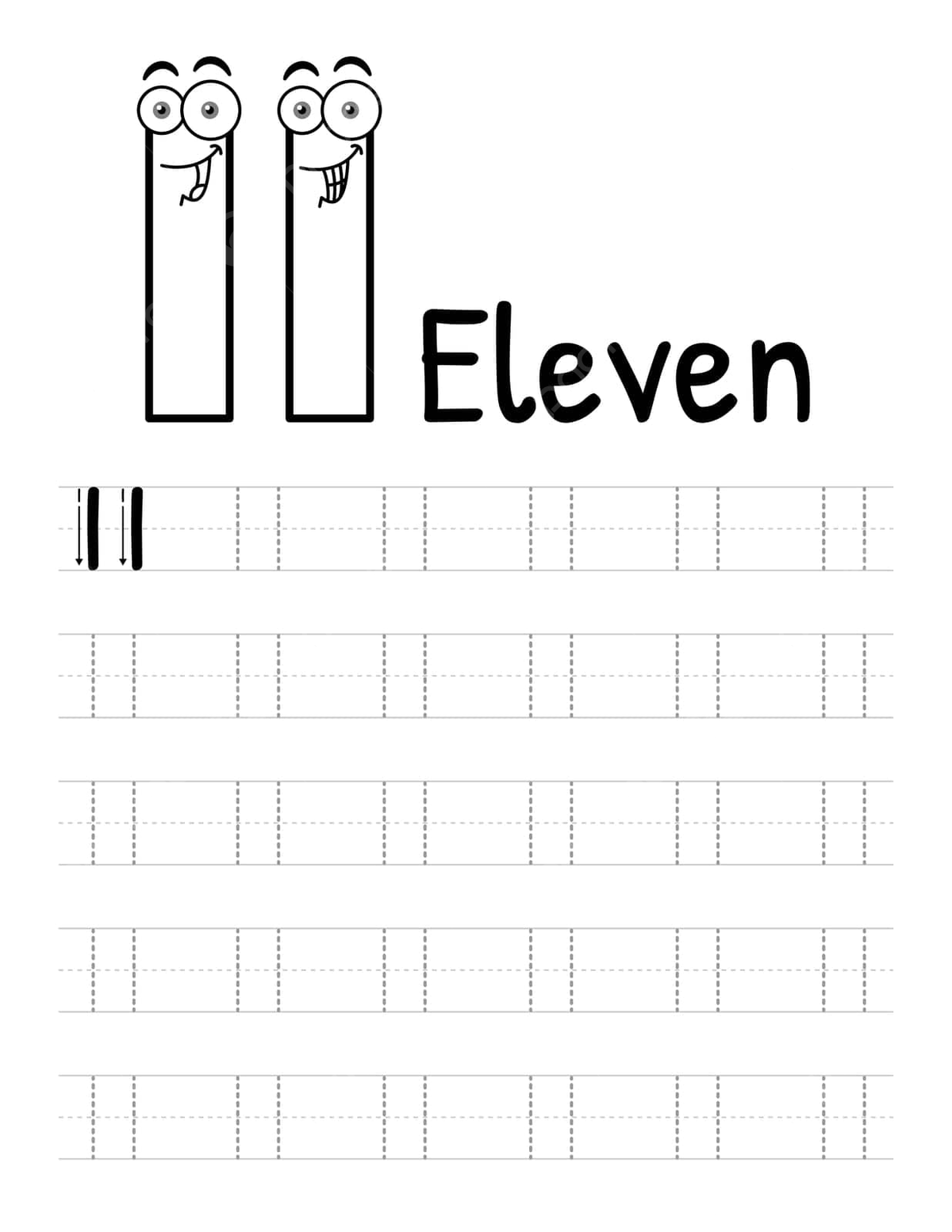 number 11 tracing worksheet