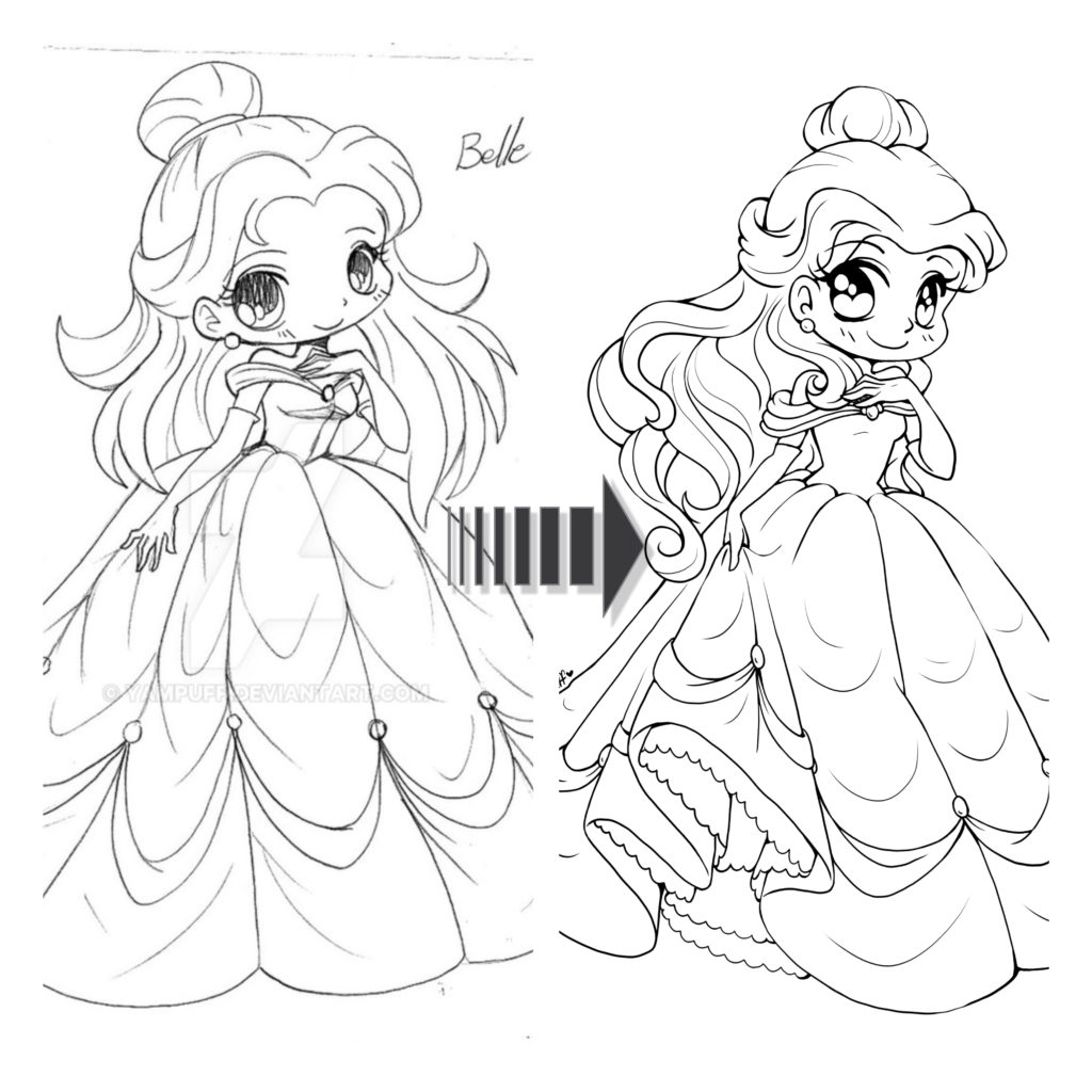 Princess Belle Lineart Beauty And The Beast YamPuff s Stuff