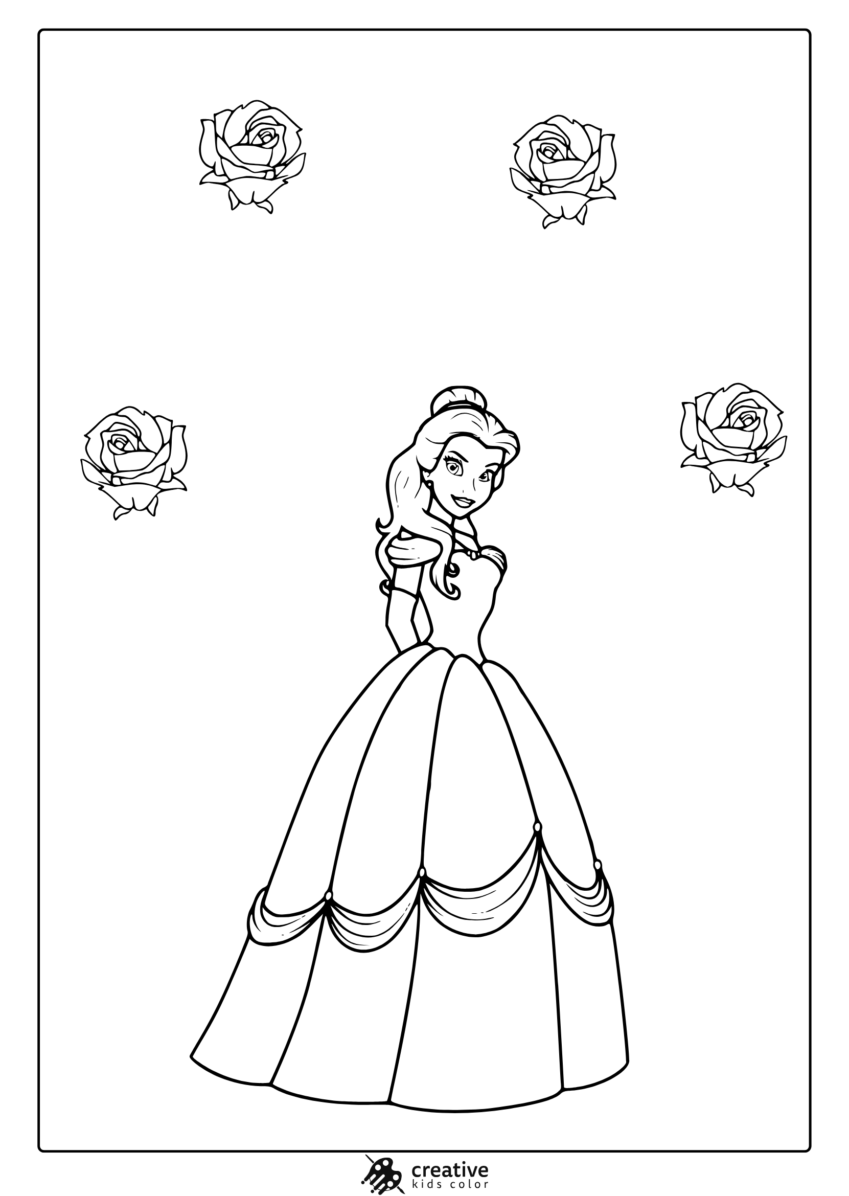 belle colouring in pages