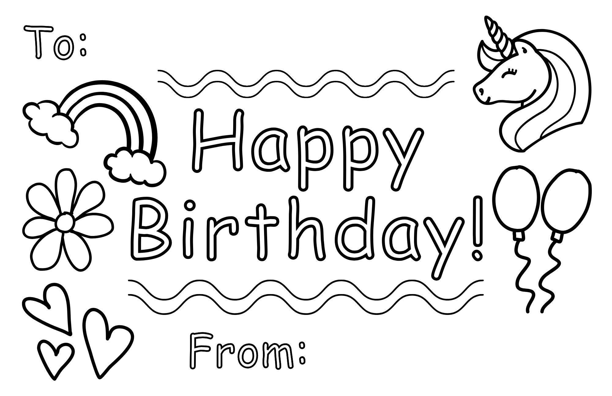 Happy Birthday Coloring Card