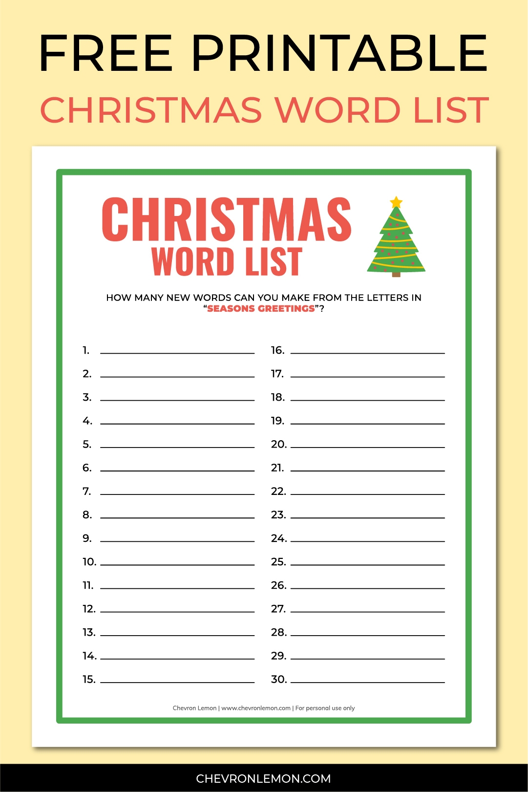 how many words can you make out of christmas worksheet