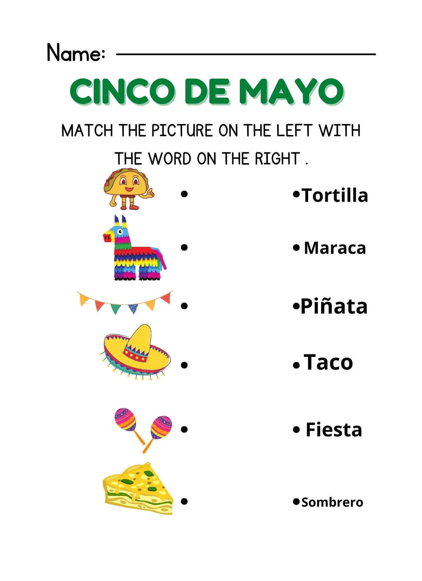 Cinco De Mayo Worksheet