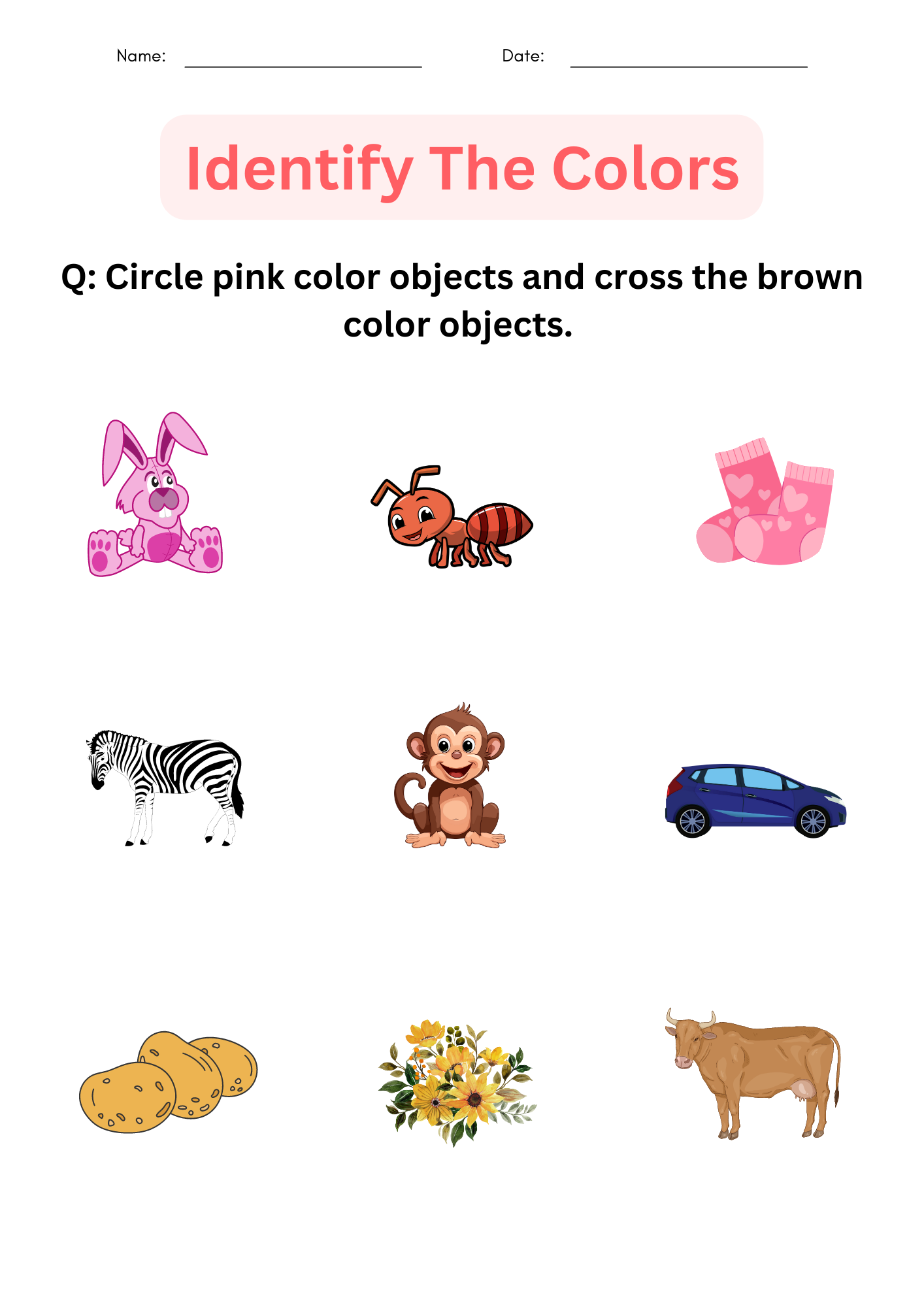 colors worksheet for preschool
