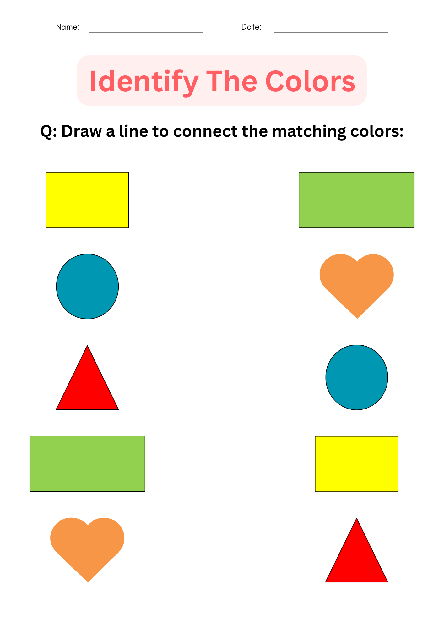 color worksheets for kindergarten