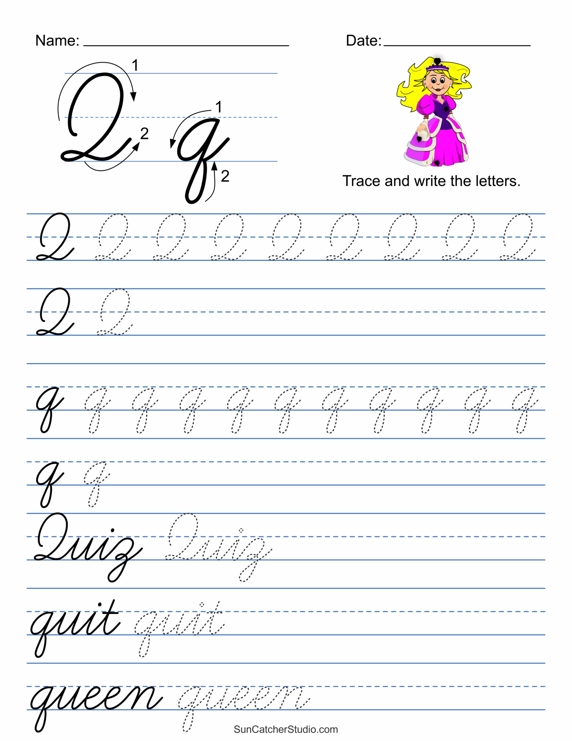 cursive practice worksheet generator