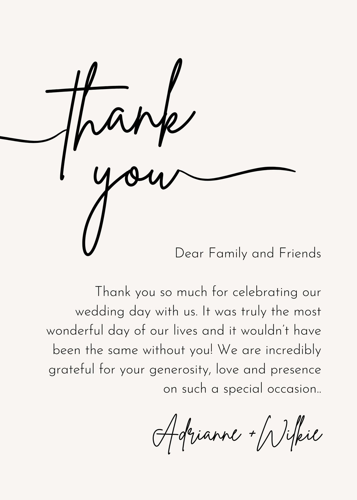 Thank You Card Wishes
