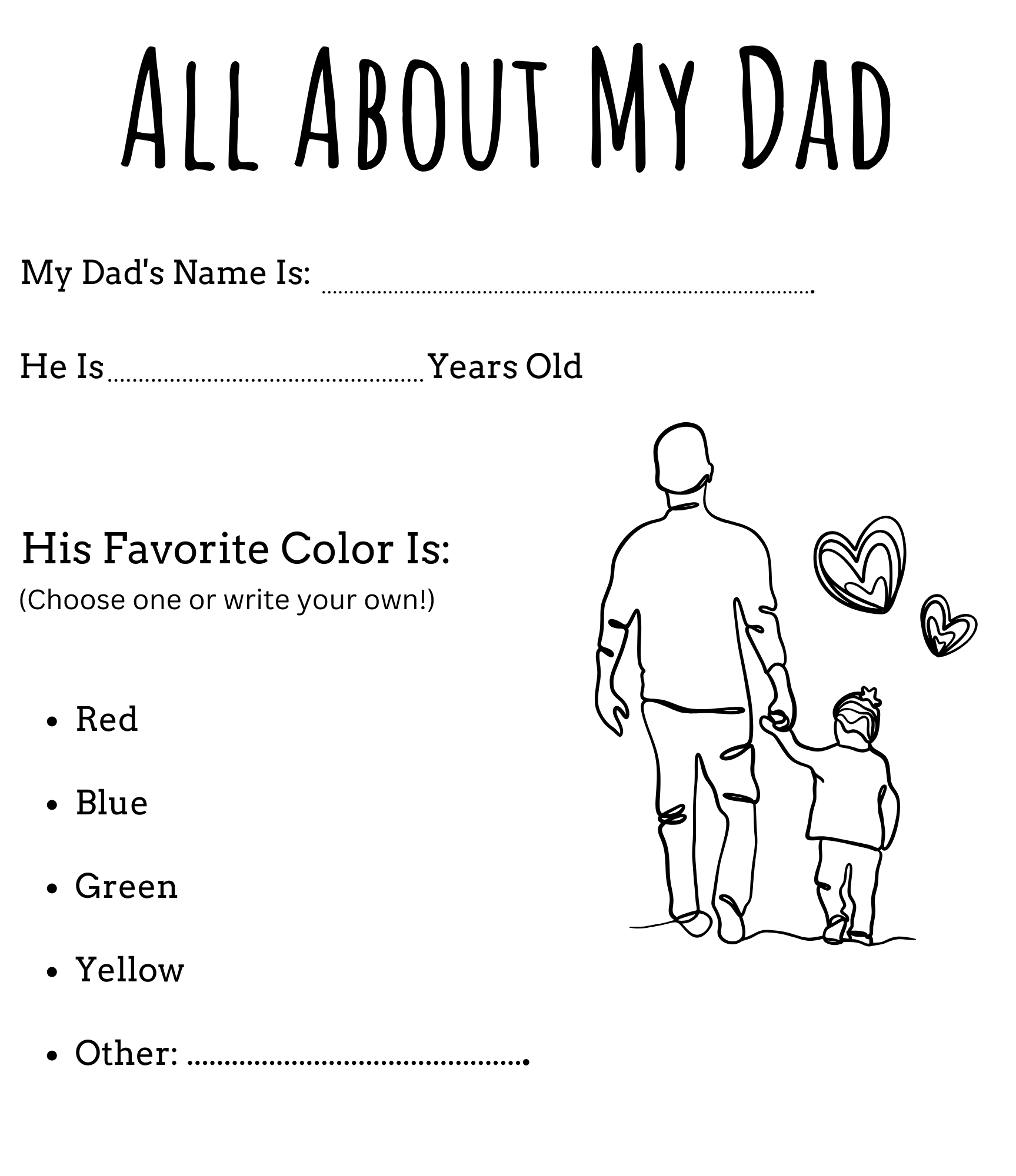 All About Dad Worksheet