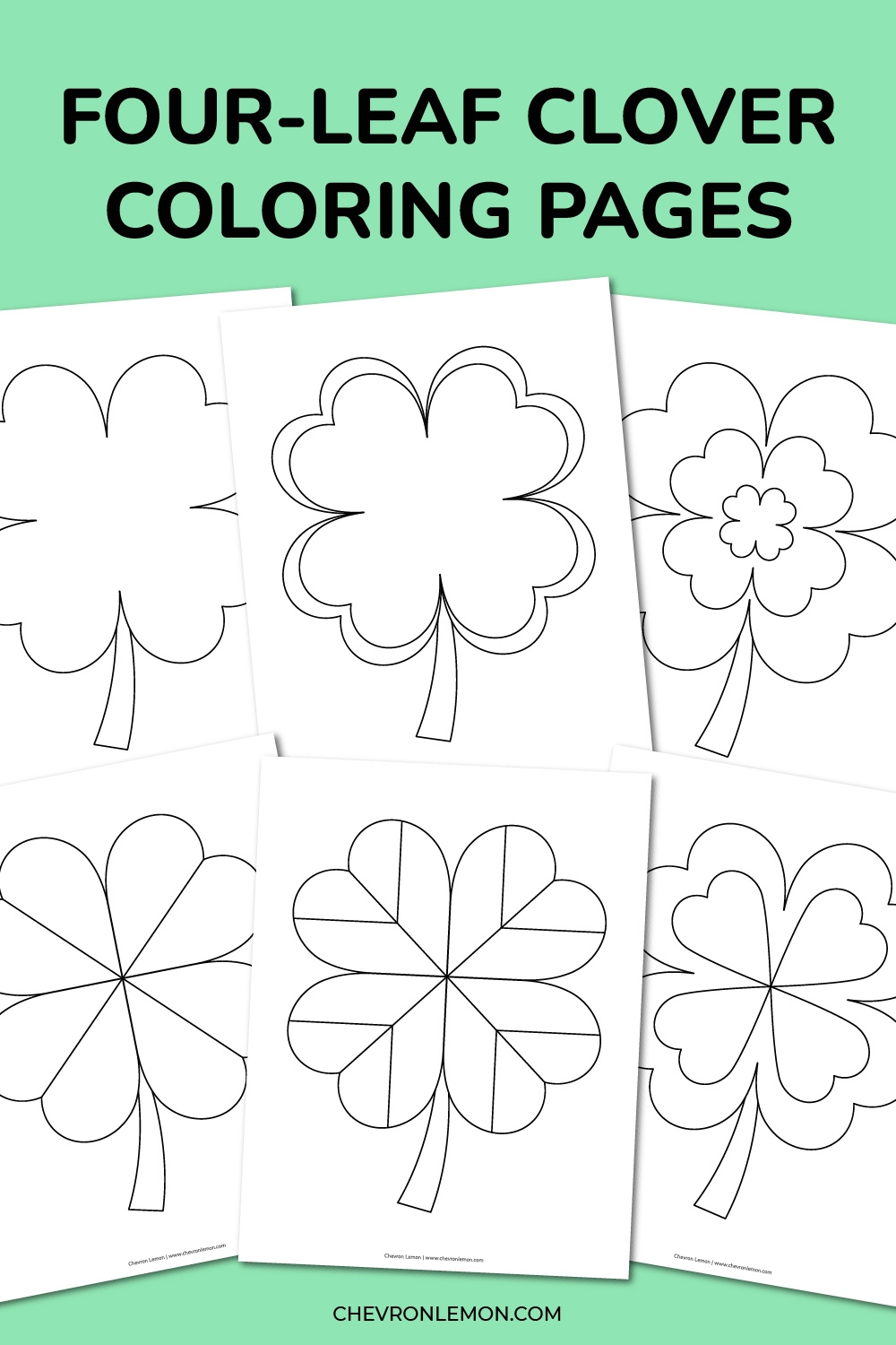Printable Four leaf Clover Coloring Pages Chevron Lemon