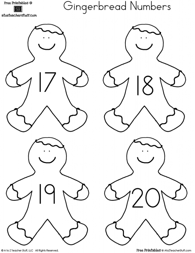 Printable Gingerbread Man Numbers 1 To 20 A To Z Teacher Stuff Printable Pages And Worksheets