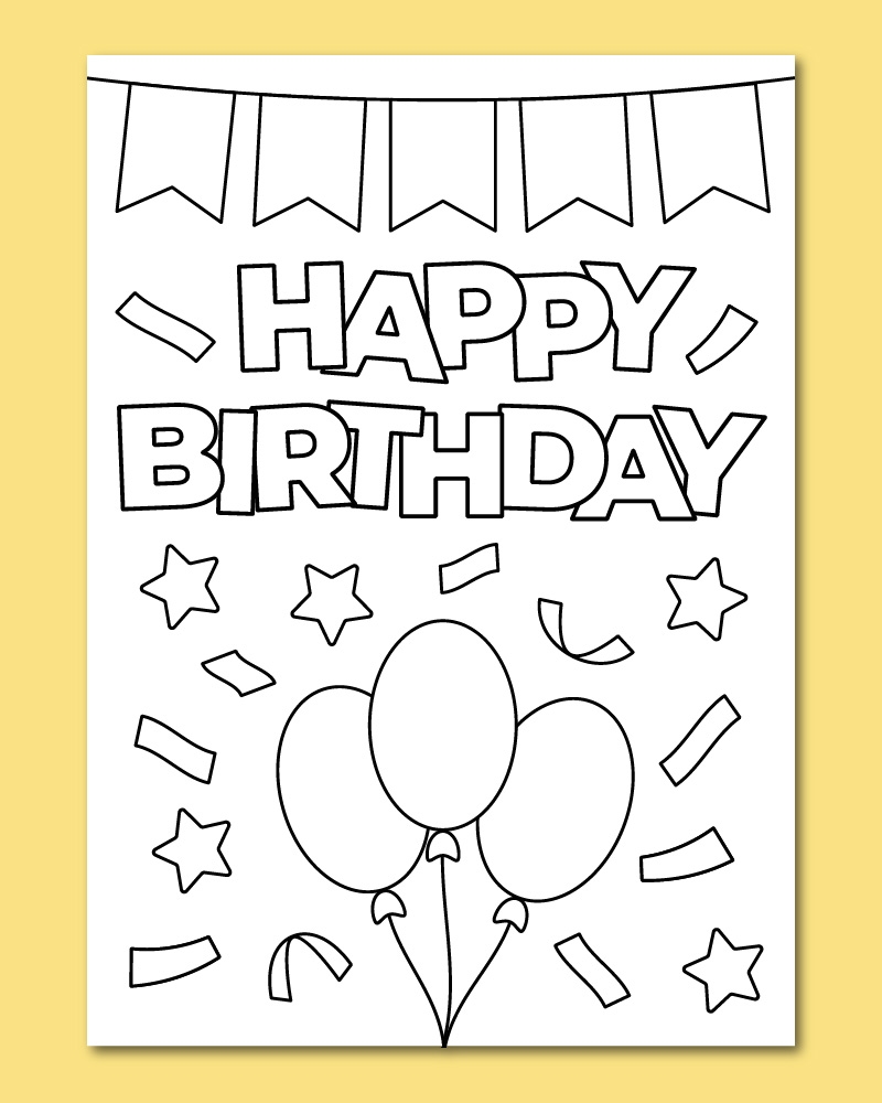 Birthday Card Coloring Template