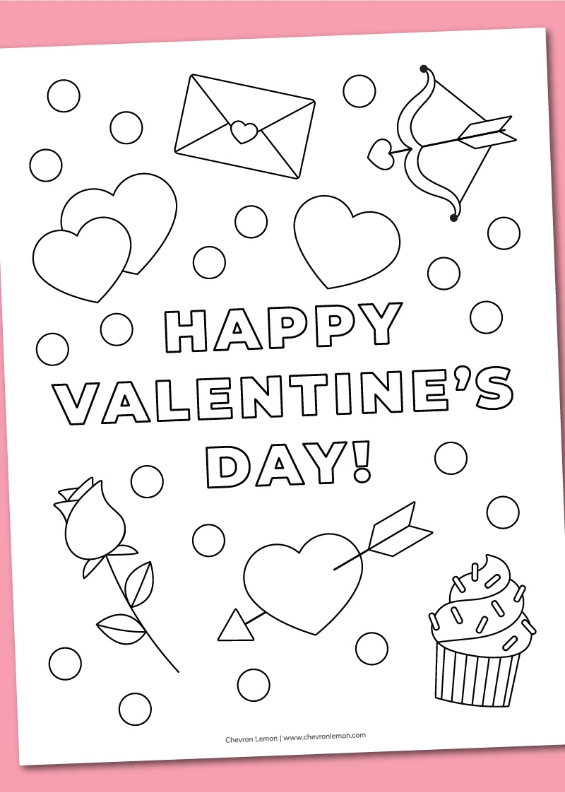 Printable Happy Valentine s Day Coloring Page Chevron Lemon Printable Happy Valentine s Day Coloring Page Chevron Lemon